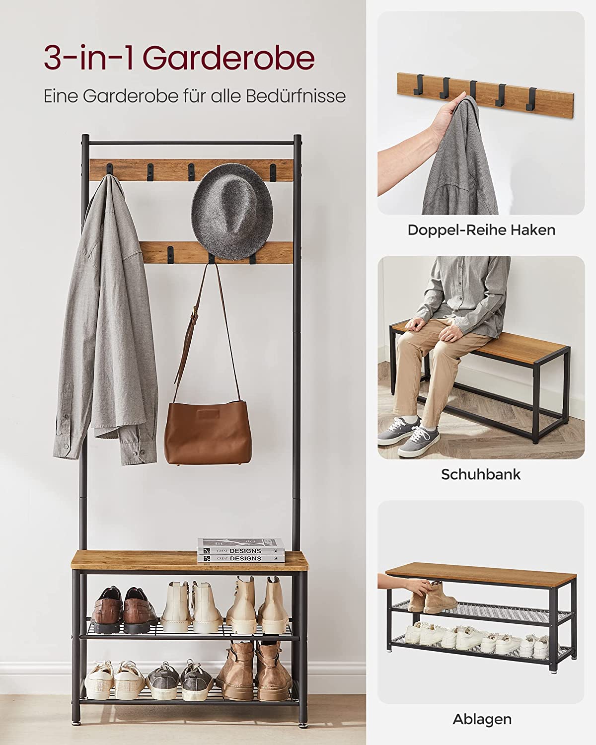 Regał na buty, honey brown, 70 cm
