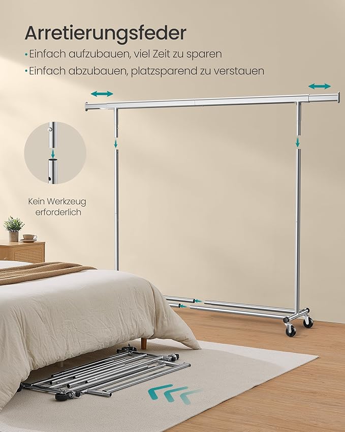 Wieszak na ubrania, ecru, 160 cm