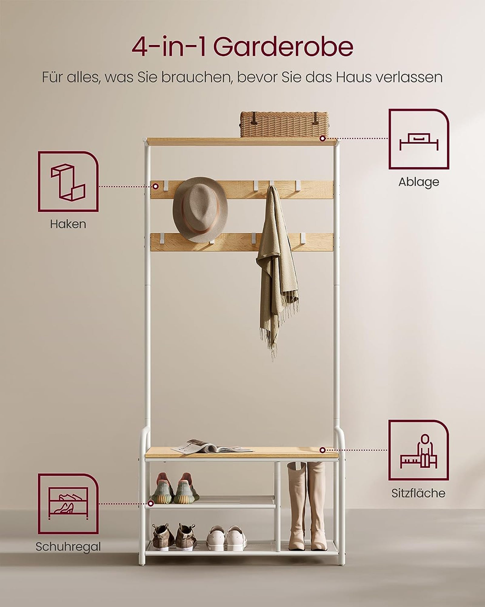 Ławka na buty, golden oak, 85 cm