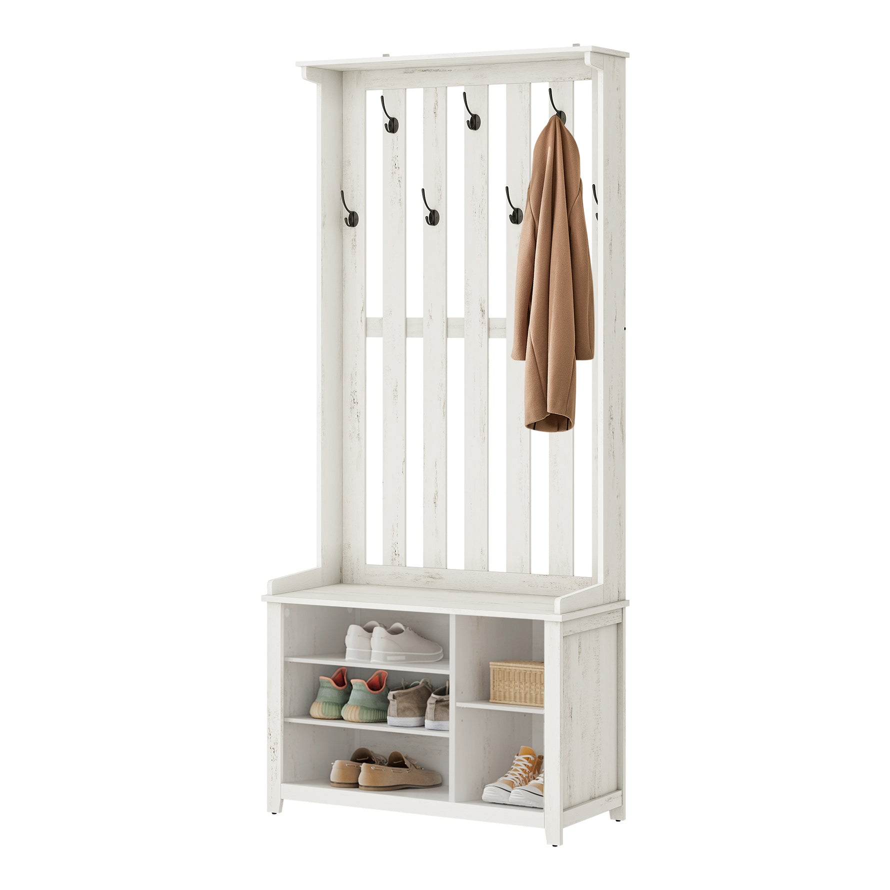 Ławka na buty, rustic white, 81 cm