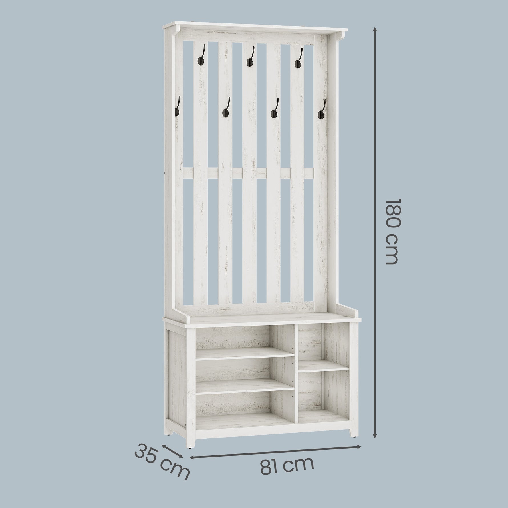 Ławka na buty, rustic white, 81 cm