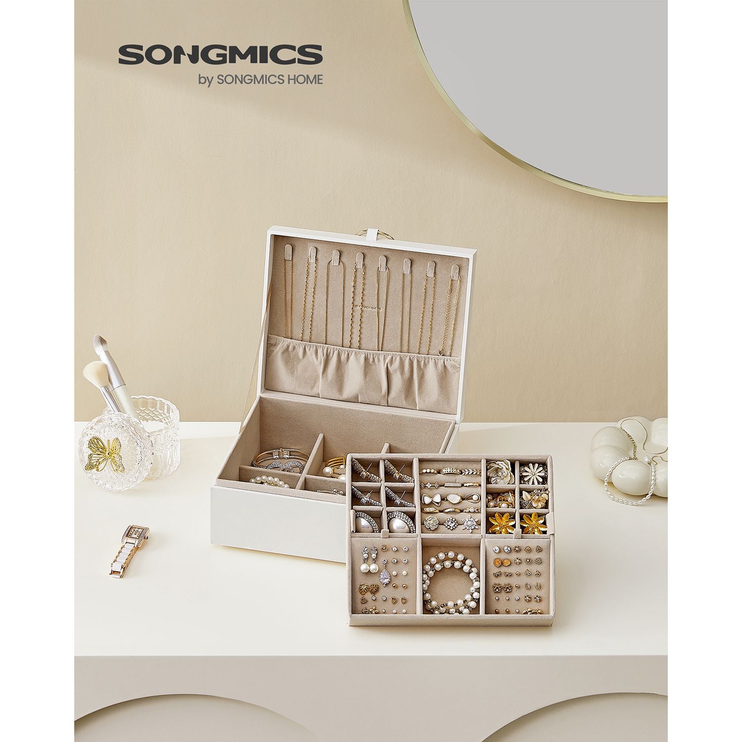 Organizer na biżuterię, cream white