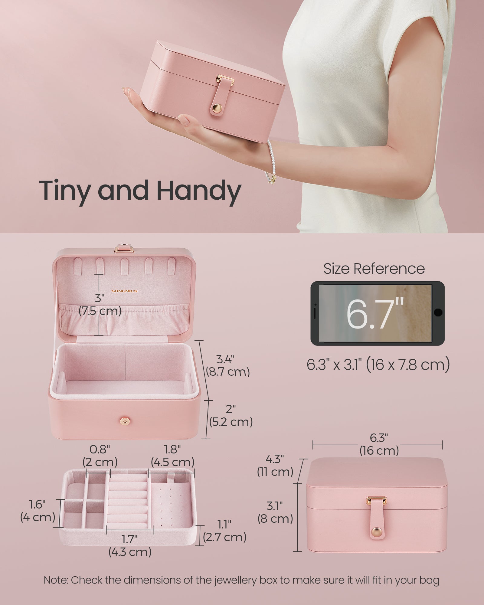Organizer na biżuterię, jelly pink