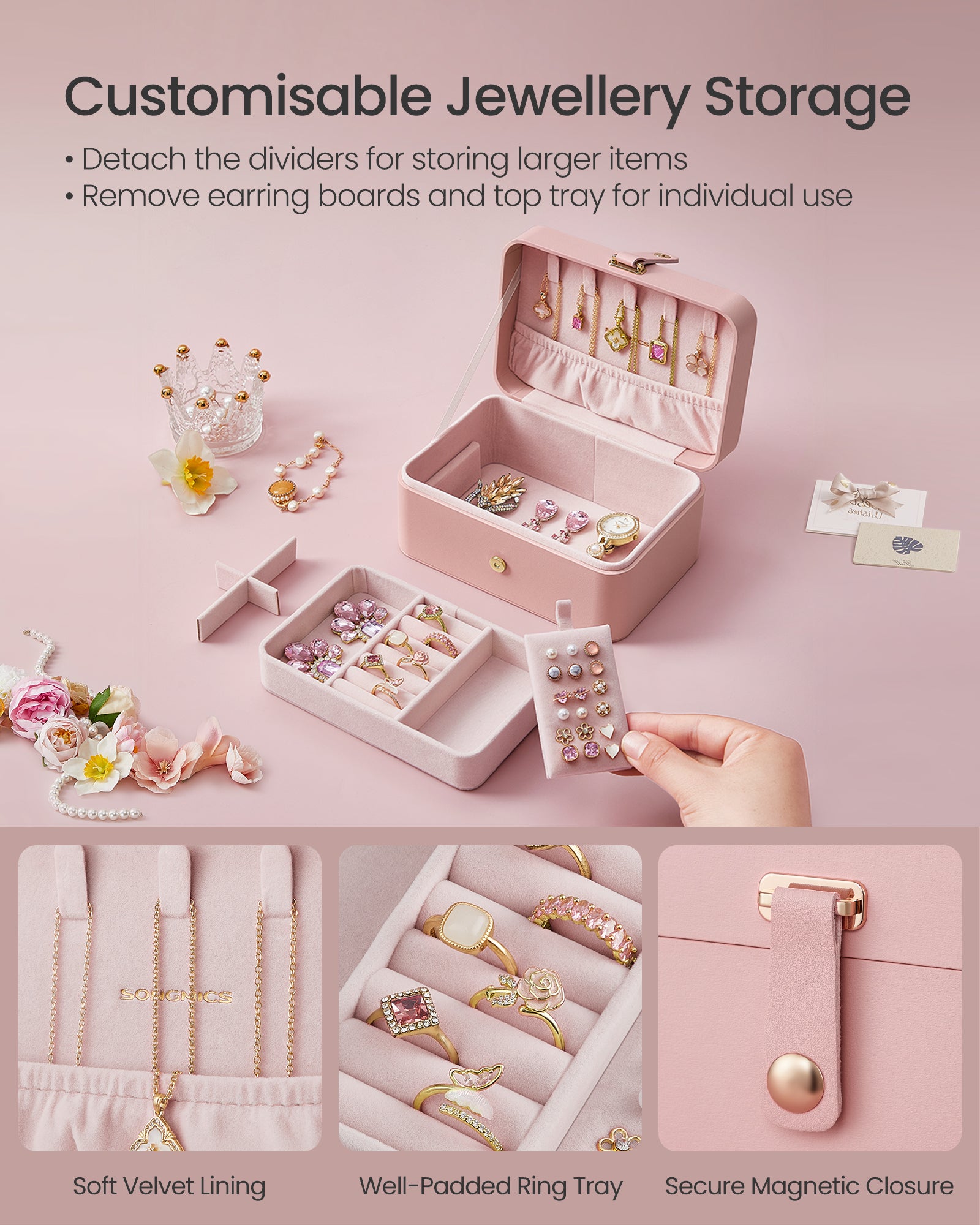 Organizer na biżuterię, jelly pink