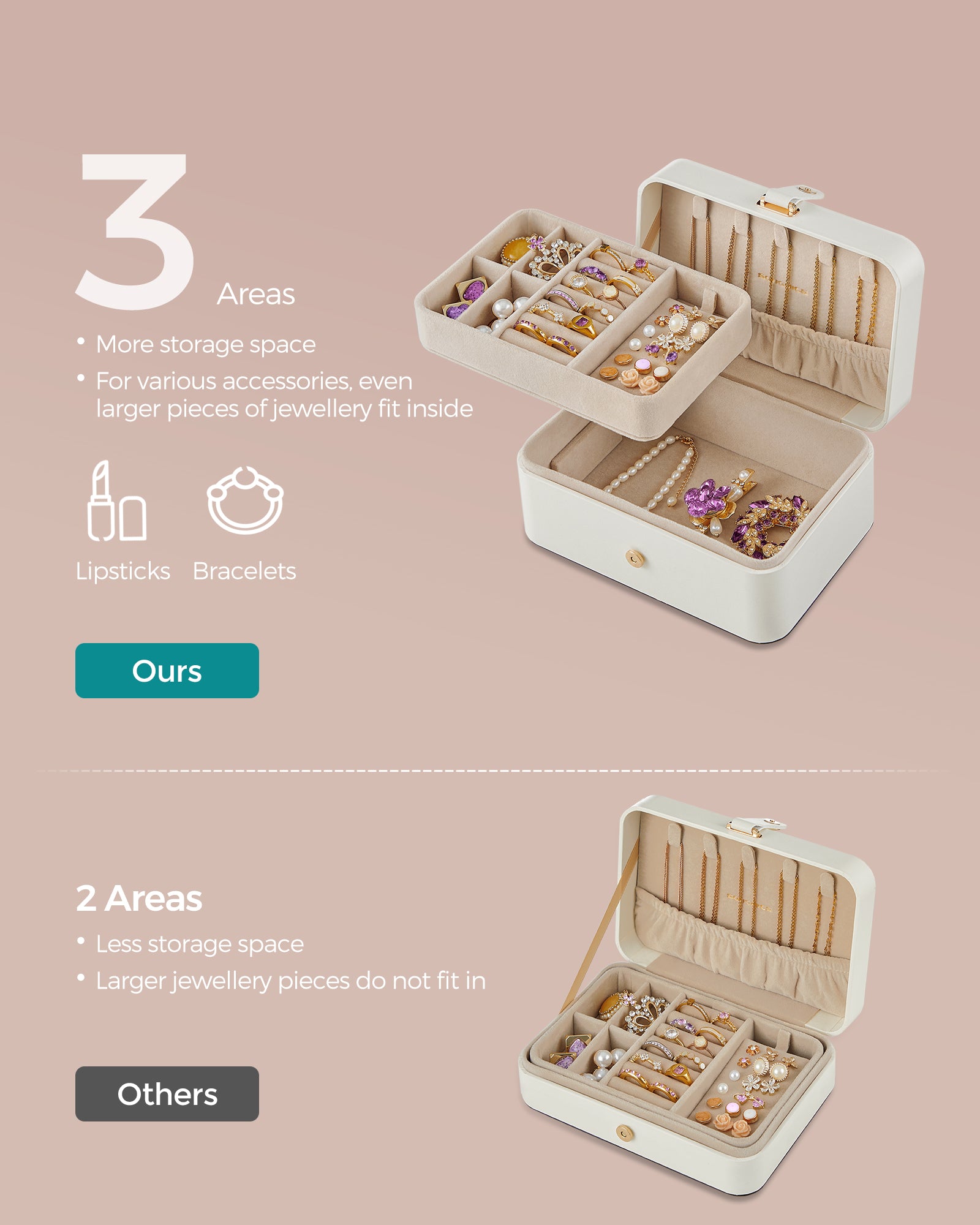 Organizer na biżuterię, cream white