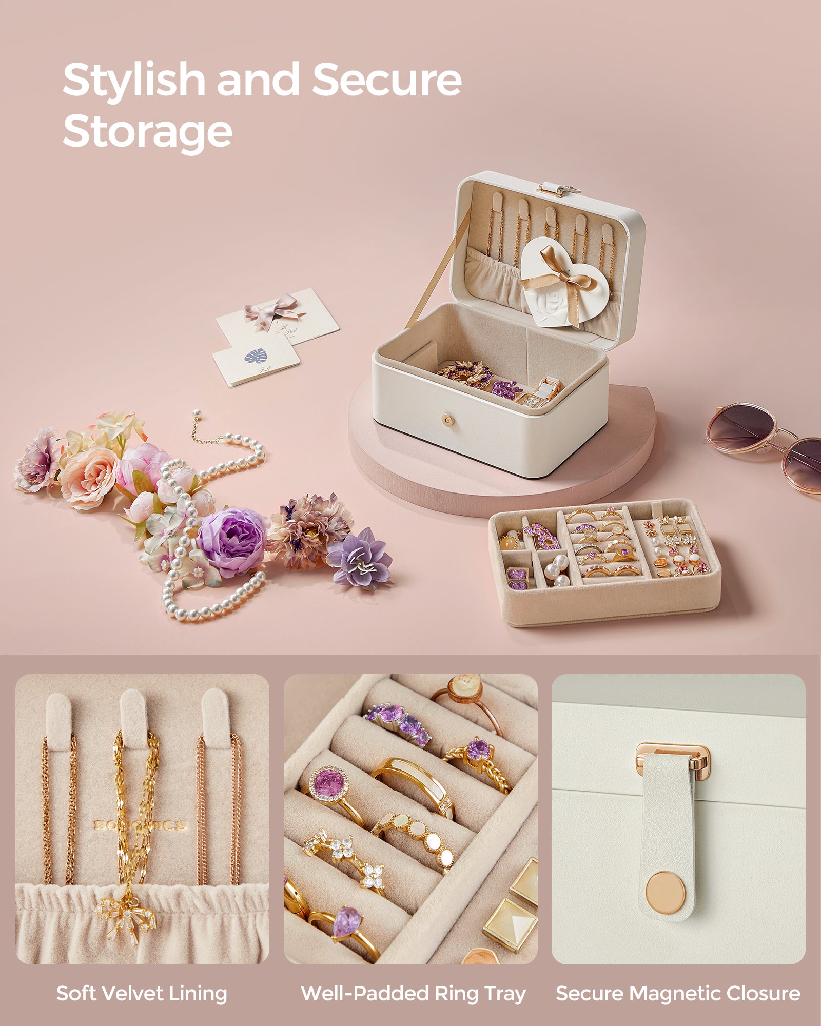 Organizer na biżuterię, cream white