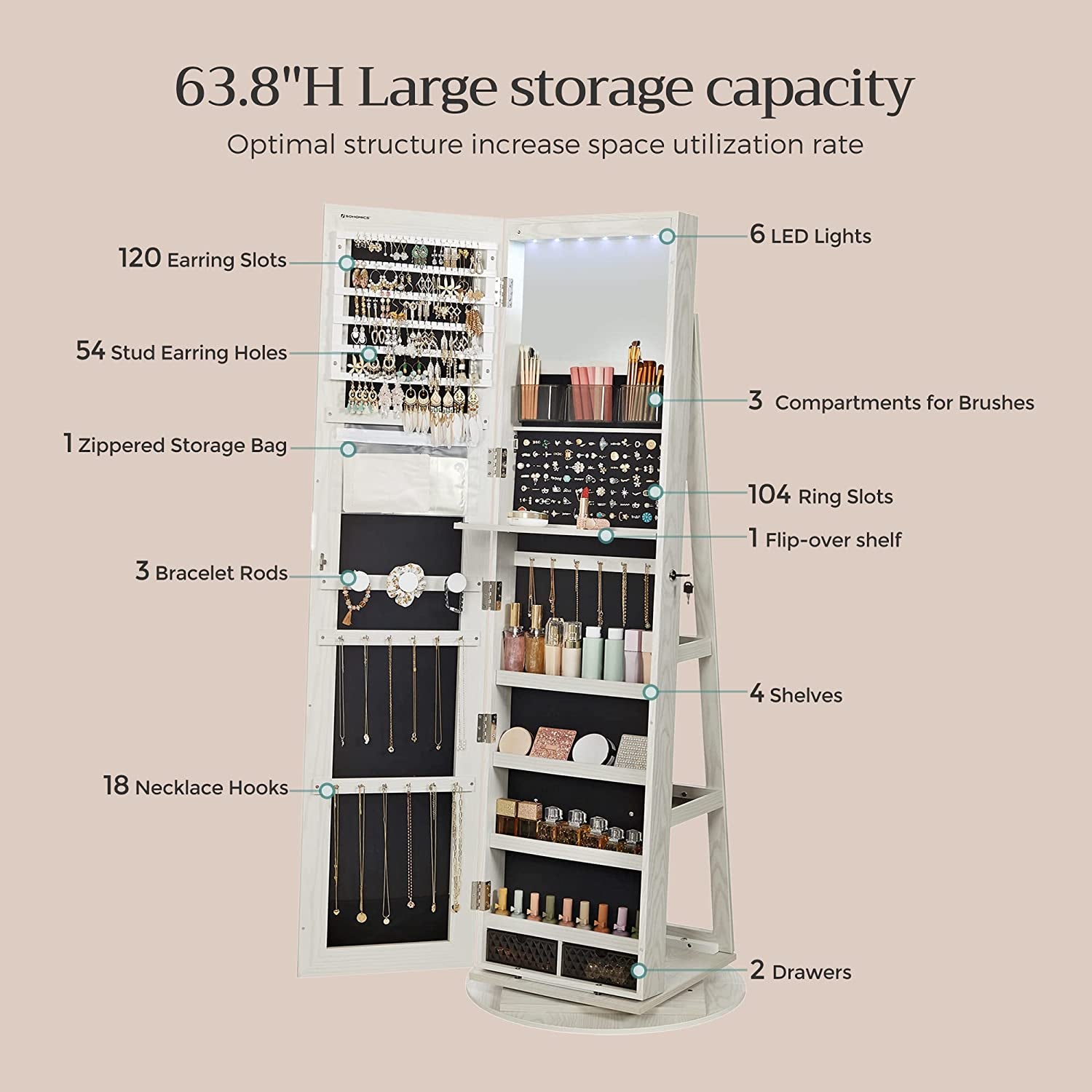 Organizer, biały, 55 cm