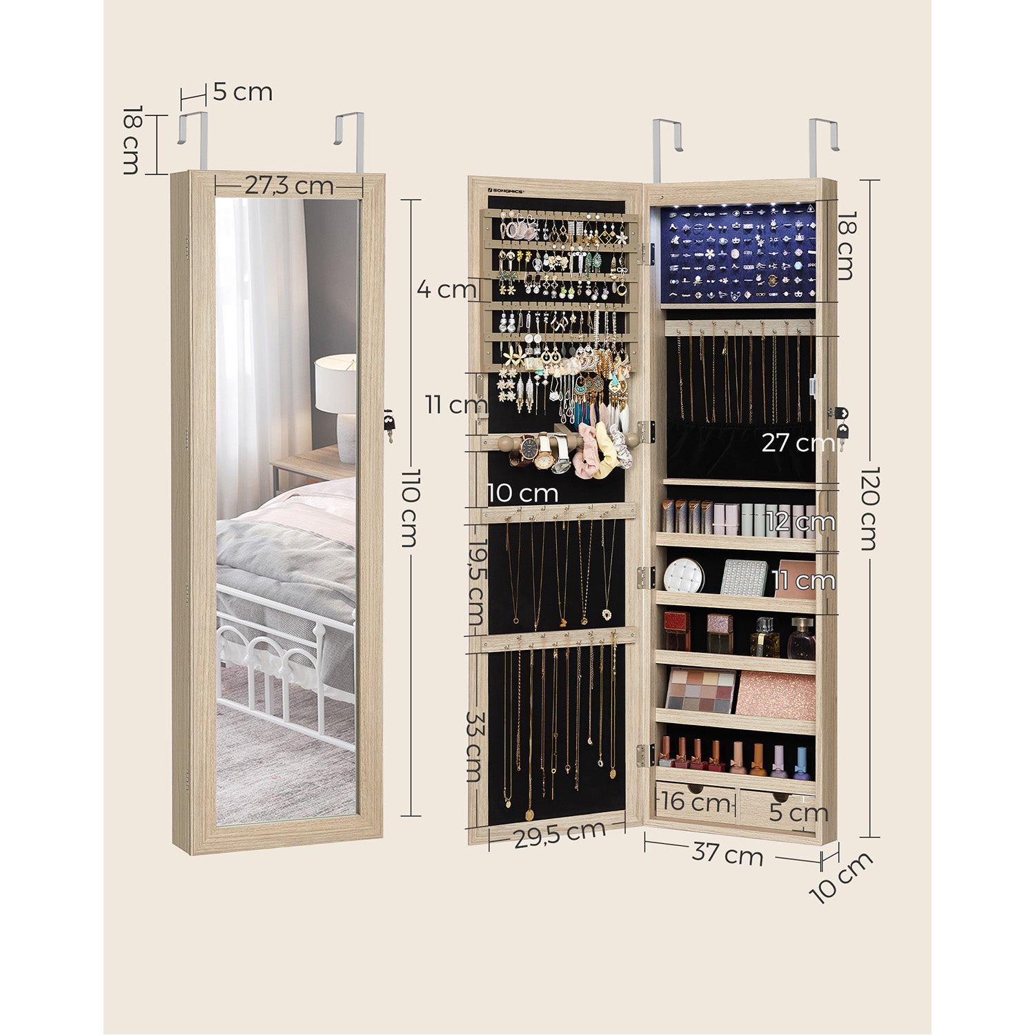 Organizer, light brown, 37 cm