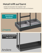 Stojak na biżuterię z czarną metalową ramą