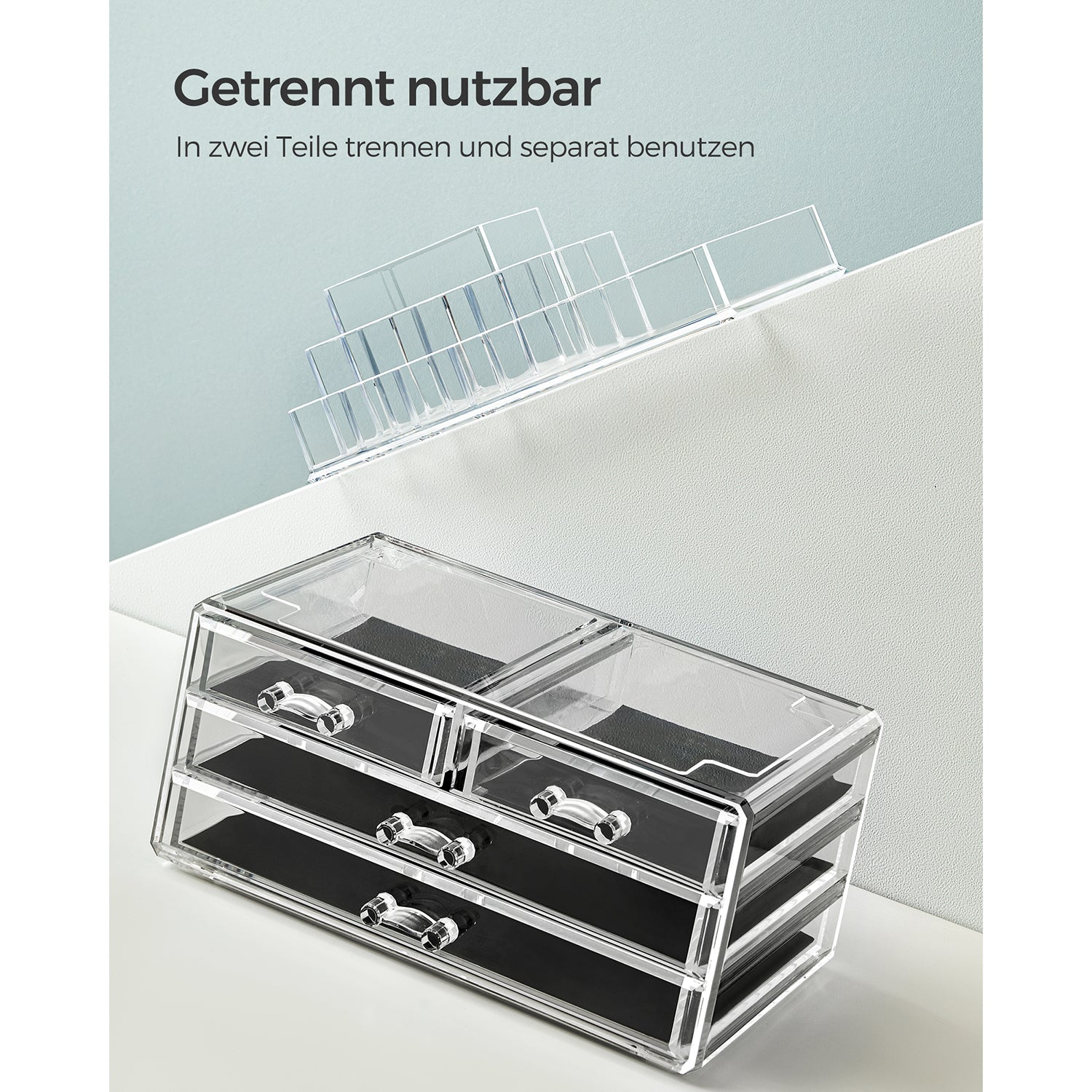 Organizer na kosmetyki z 4 szufladami i 11 przegródkami