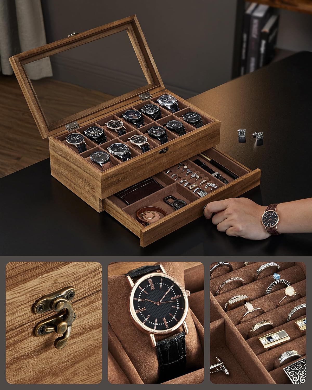Organizer na biżuterię, coffee brown