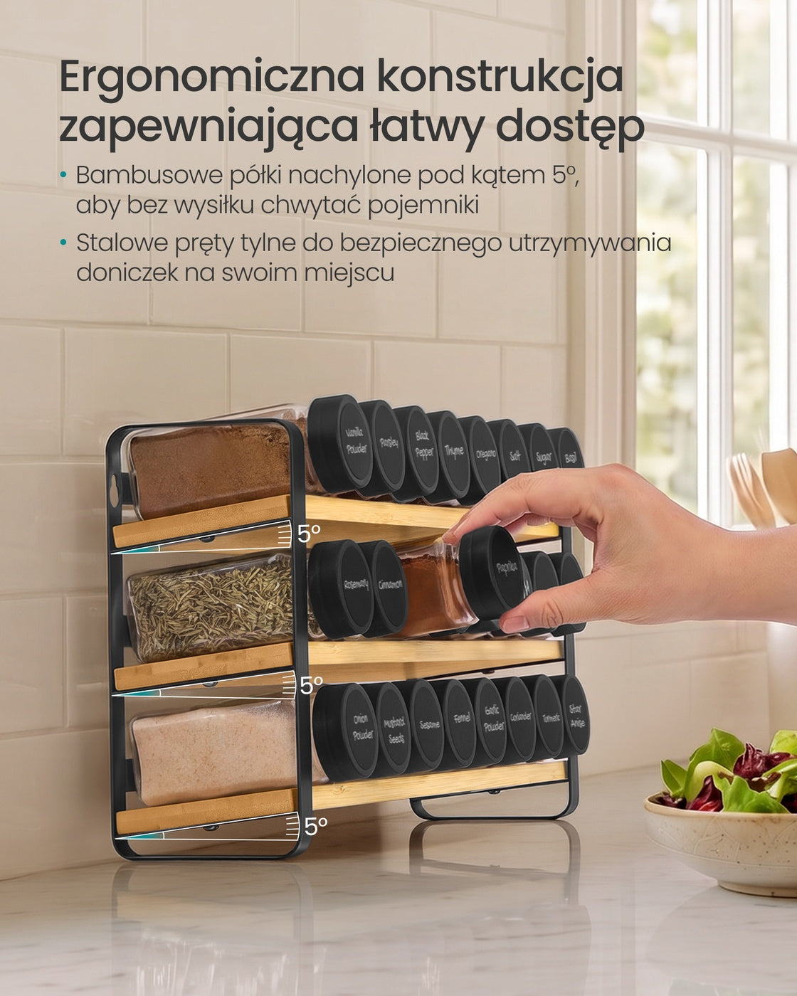 Stojak na przyprawy 3-poziomowy z 24 słoiczkami
