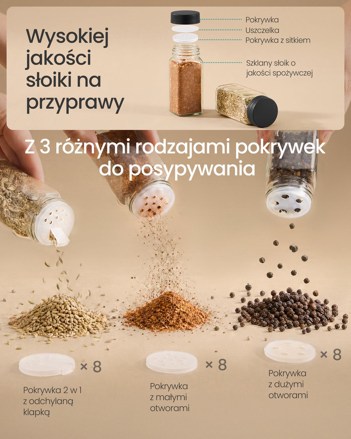 Stojak na przyprawy 3-poziomowy z 24 słoiczkami