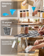 Stojak na przyprawy 4 poziomy z 28 słoikami bambusowymi