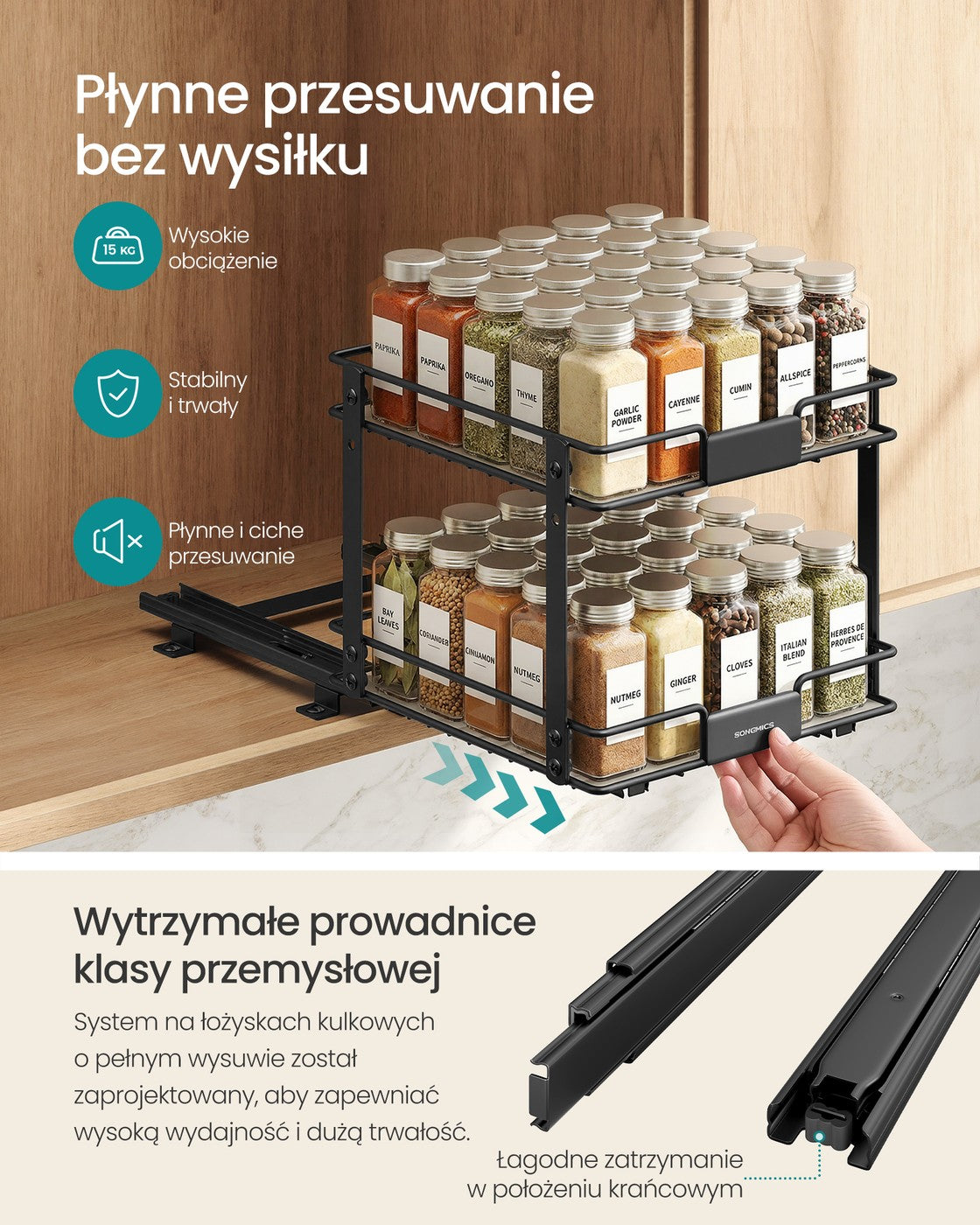 Wysuwany organizer na przyprawy 2-poziomowy czarny