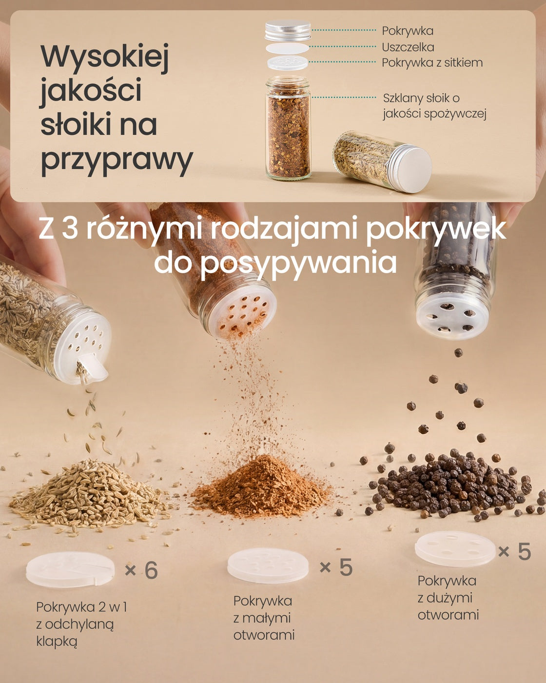 Obrotowy stojak kuchenny na przyprawy z 16 słoiczkami