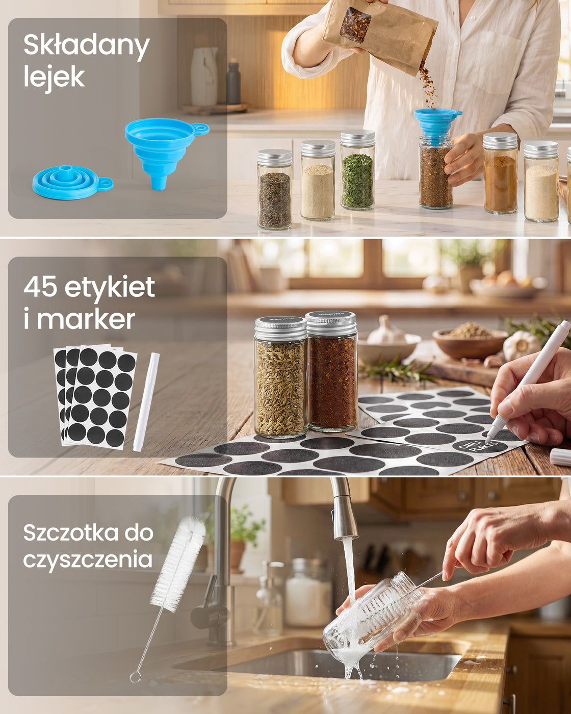 Obrotowy stojak kuchenny na przyprawy z 16 słoiczkami