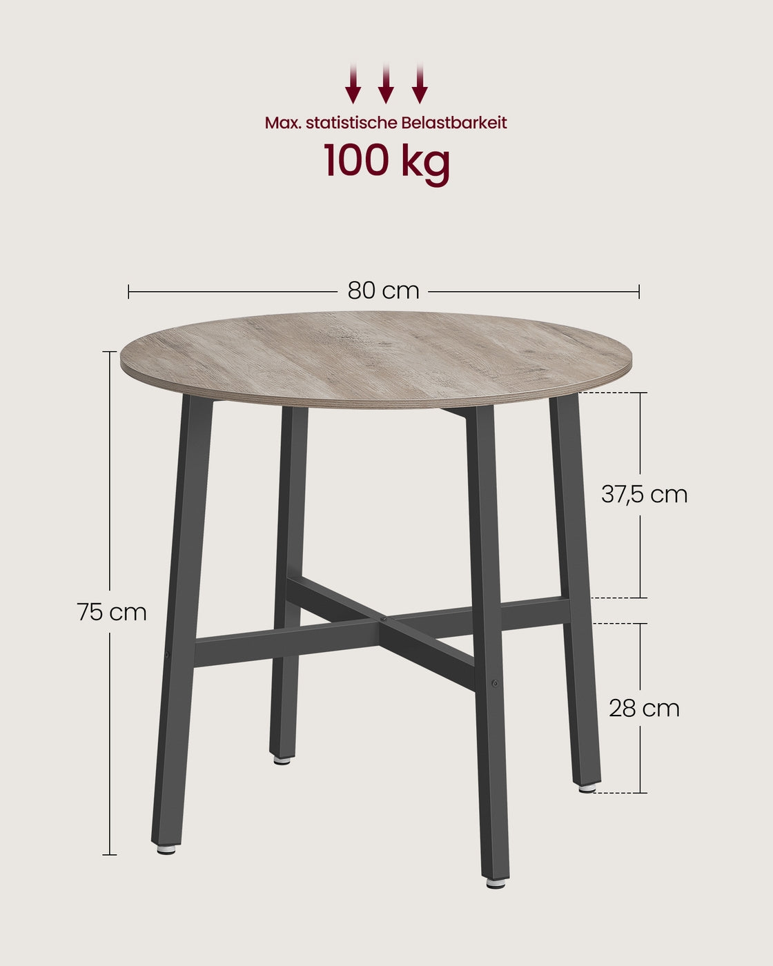 Okrągły stół jadalny 80 cm szary nakrapiany