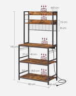 Półka kuchenna z haczykami i blatem siatkowym 40x80x170 cm