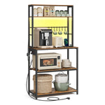 Półka kuchenna z LED 40x80x168 cm brązowa i czarna