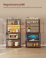 Półka kuchenna z LED 40x80x168 cm brązowa i czarna