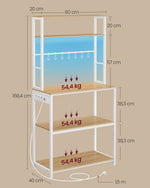 Półka kuchenna z LED 40x80x168 cm dąb z bielą