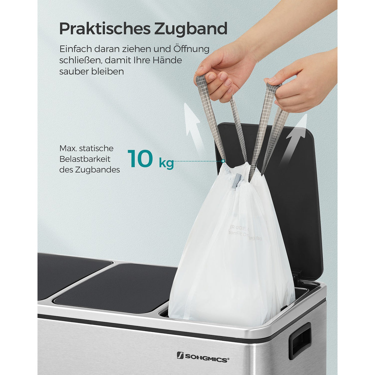 Worki na śmieci 15-20 l z sznurkiem, 80 sztuk, biały