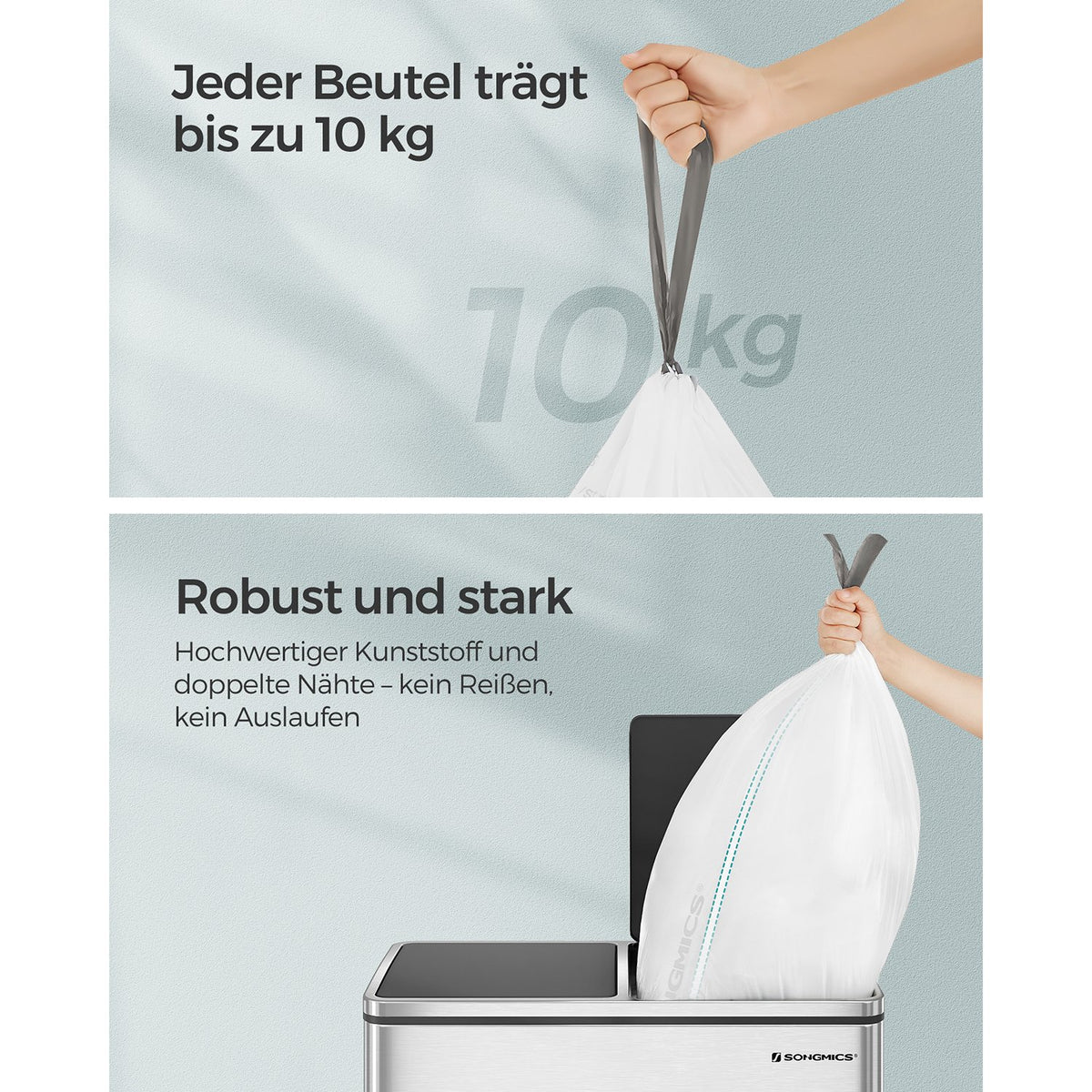 Worki na śmieci 30 l z sznurkiem, 180 sztuk, biały