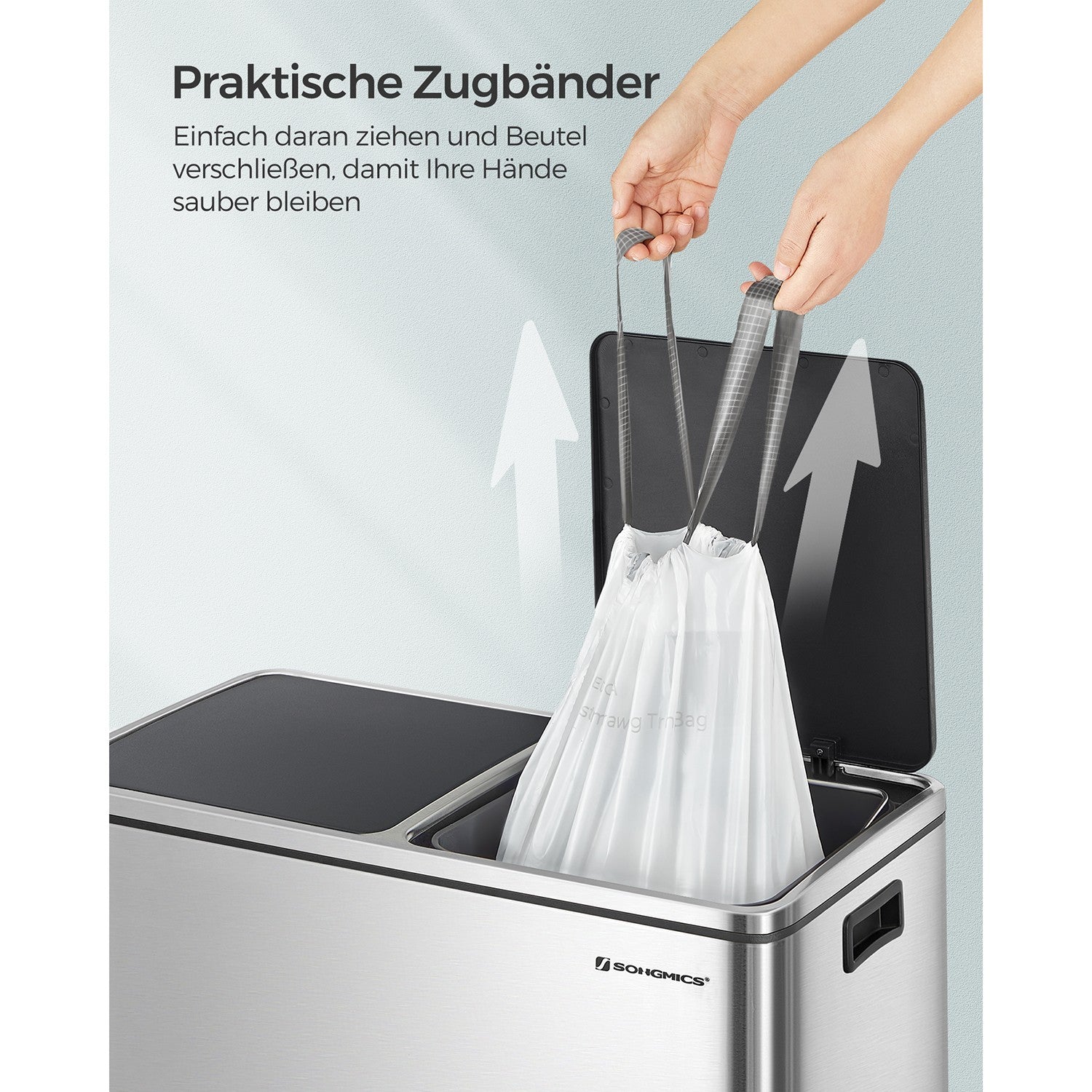 Worki na śmieci 30 l z sznurkiem, 180 sztuk, biały