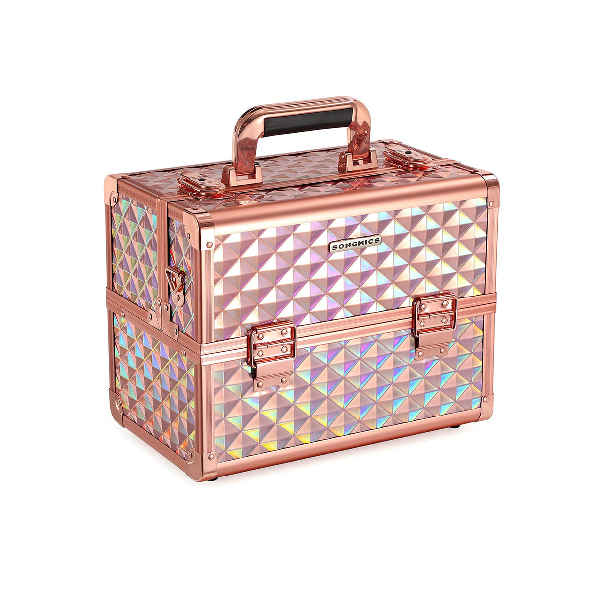 Metaliczna kosmetyczka podróżna z organizerem 30x19x24 cm