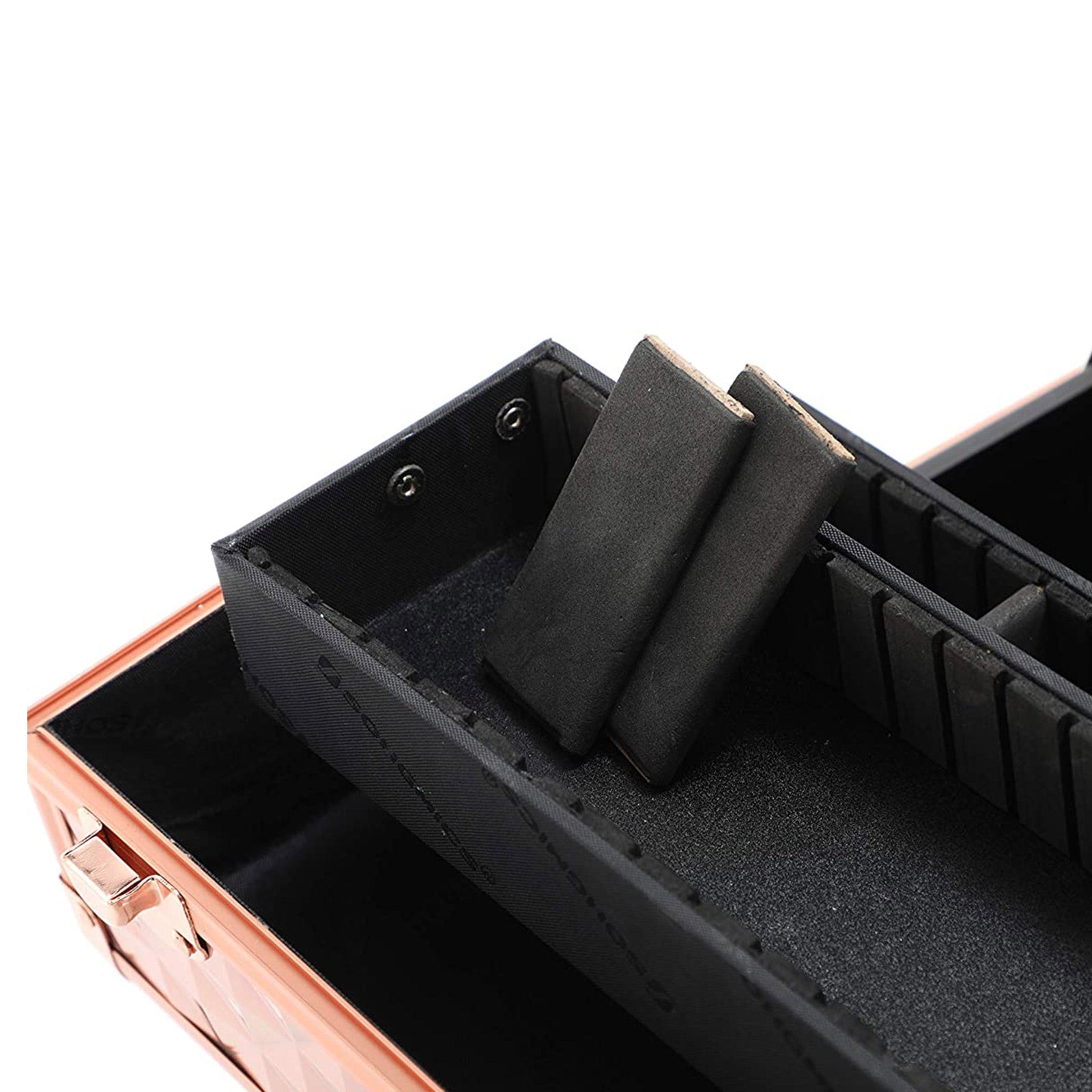 Metaliczna kosmetyczka podróżna z organizerem 30x19x24 cm