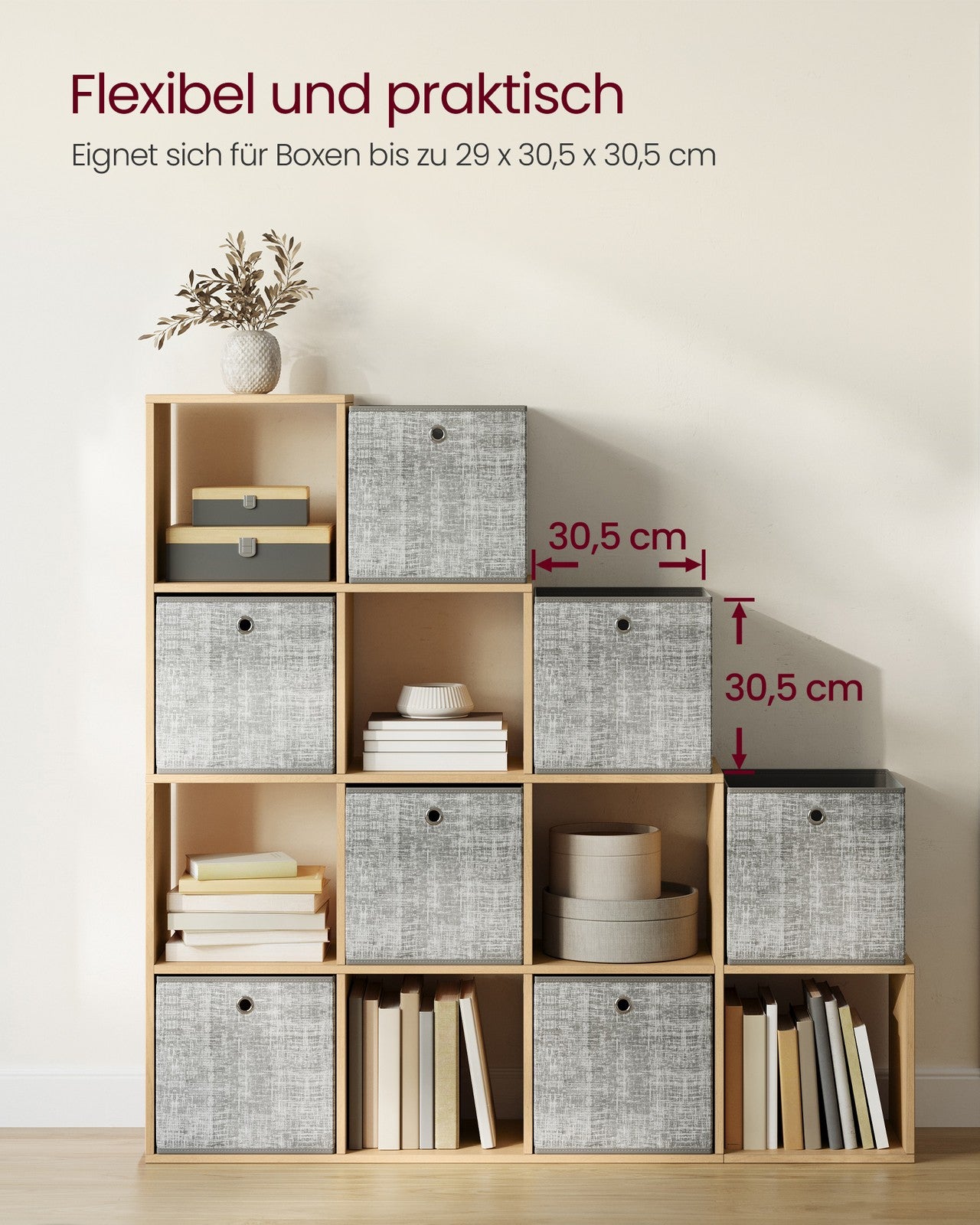 Regał z 10 przegródkami dąb beżowy 129,5x29x129,5 cm