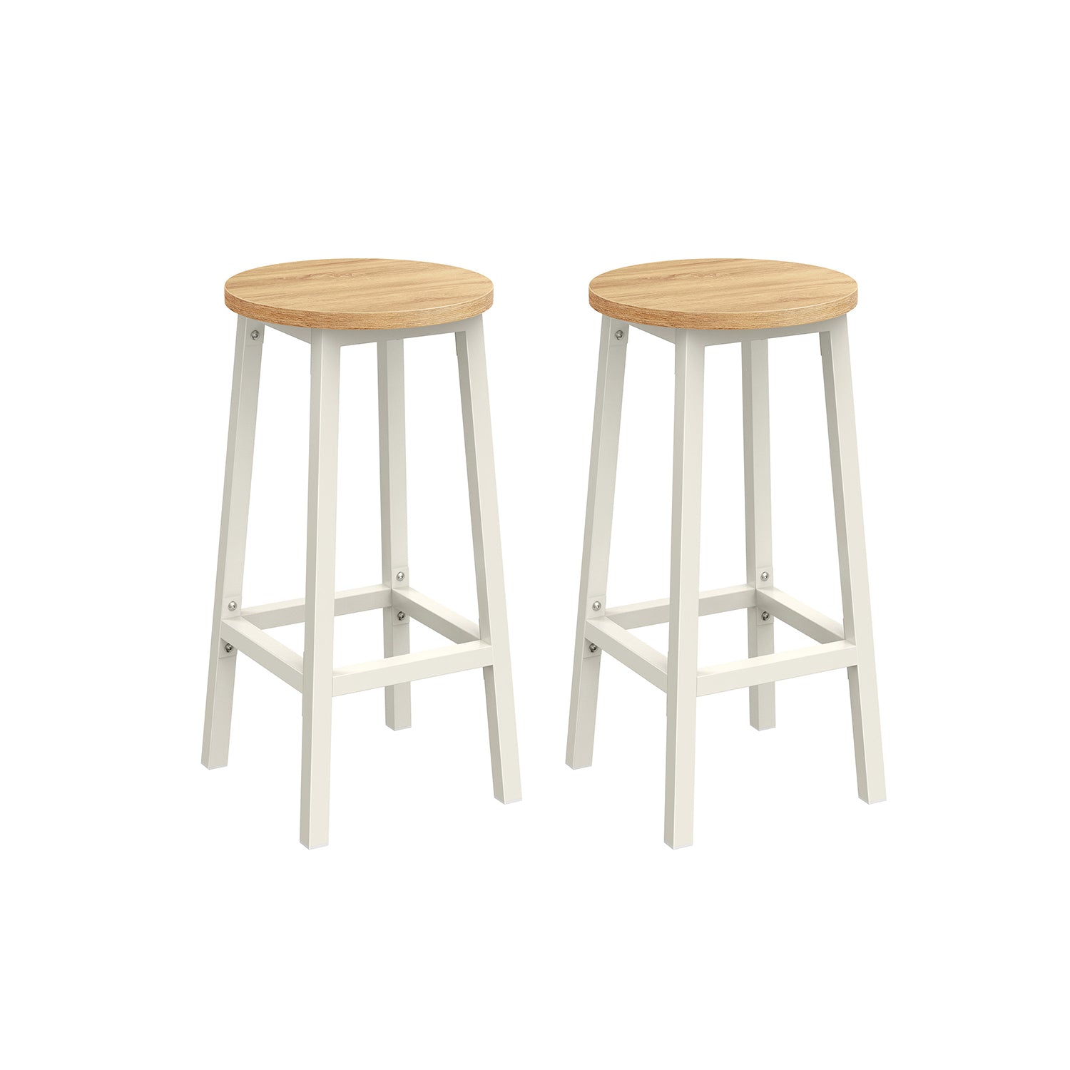 Zestaw 2 stołków barowych dębowo-białych 65 cm