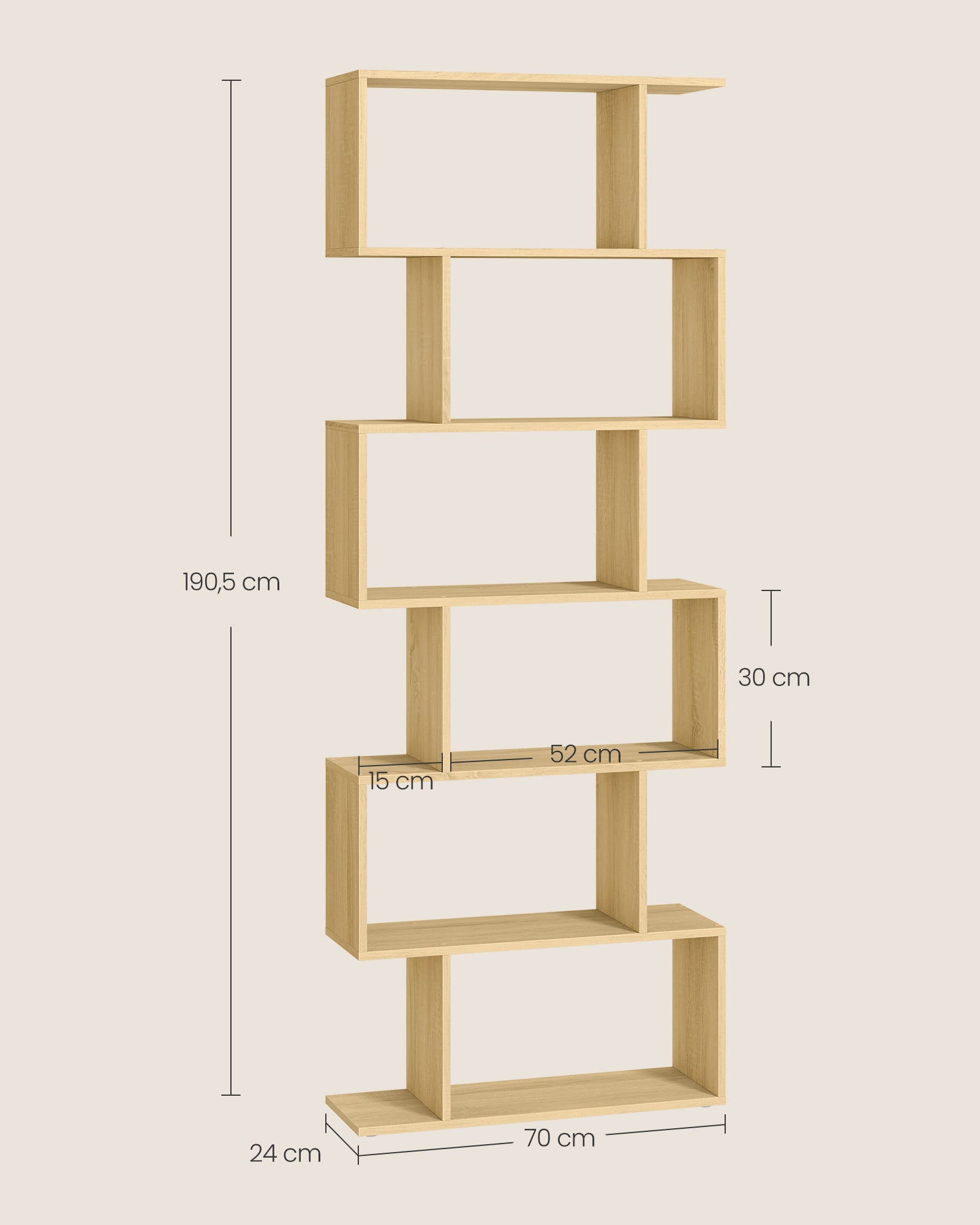 Regał na książki, natural oak, 70 cm