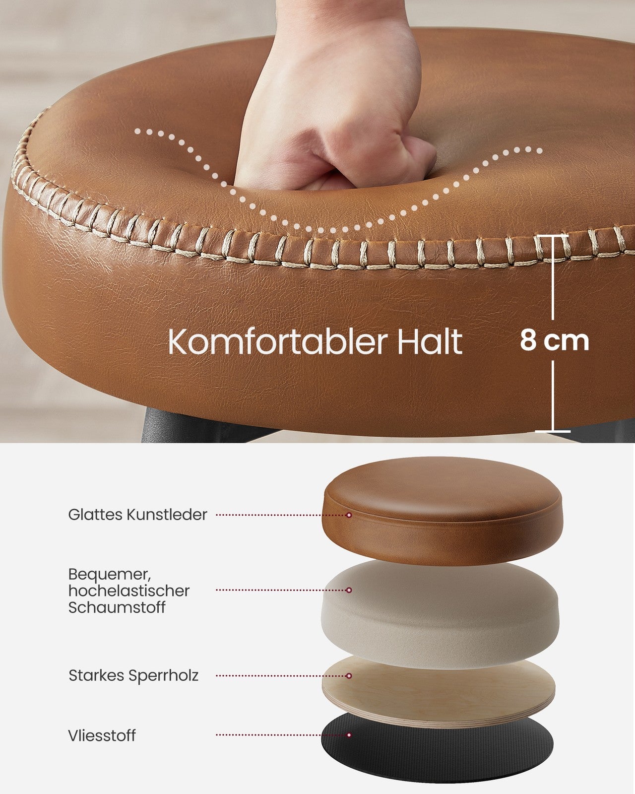 Komplet 2 hokerów barowych karmelowy brąz