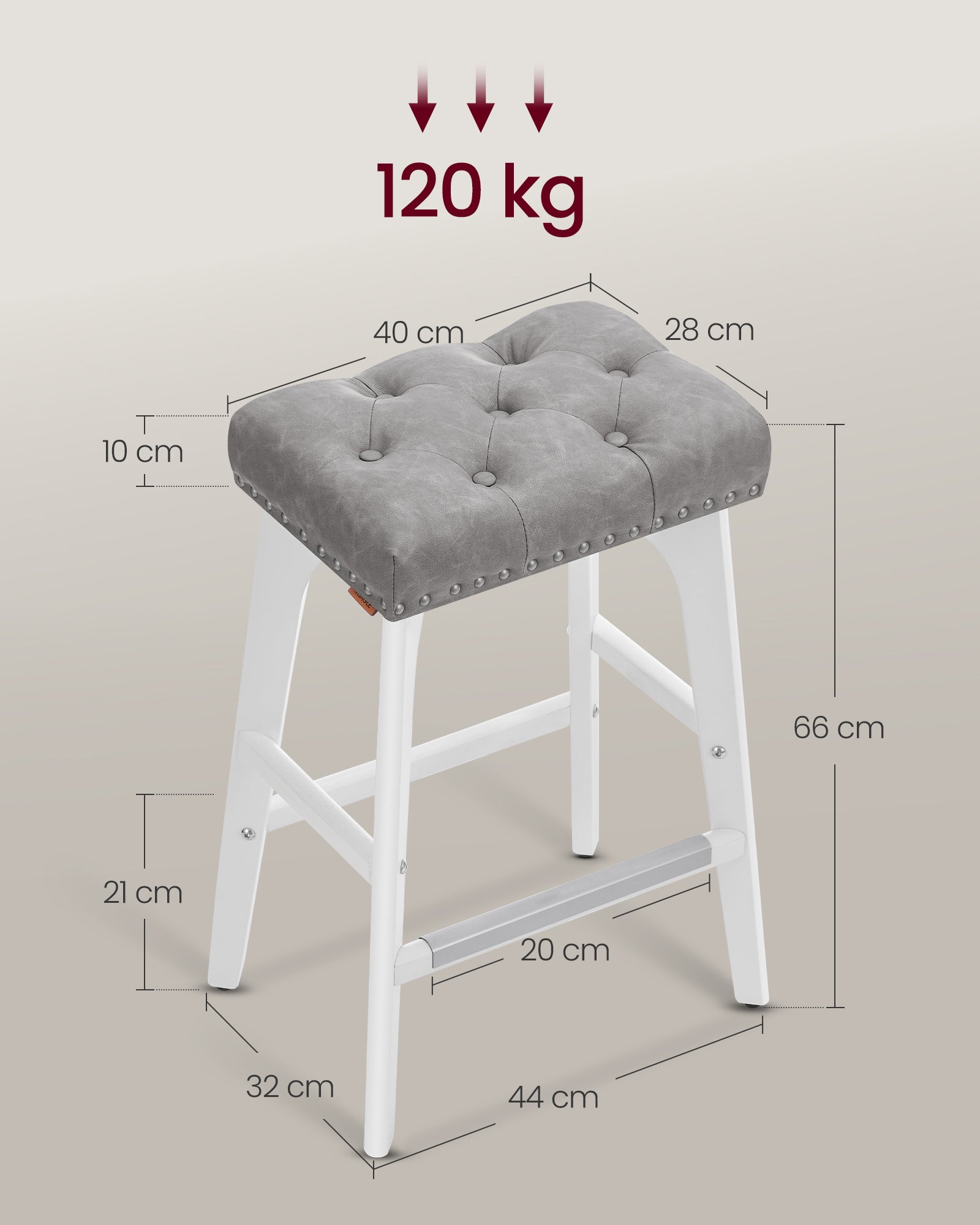 Hokery, jasnoszary, 44 cm