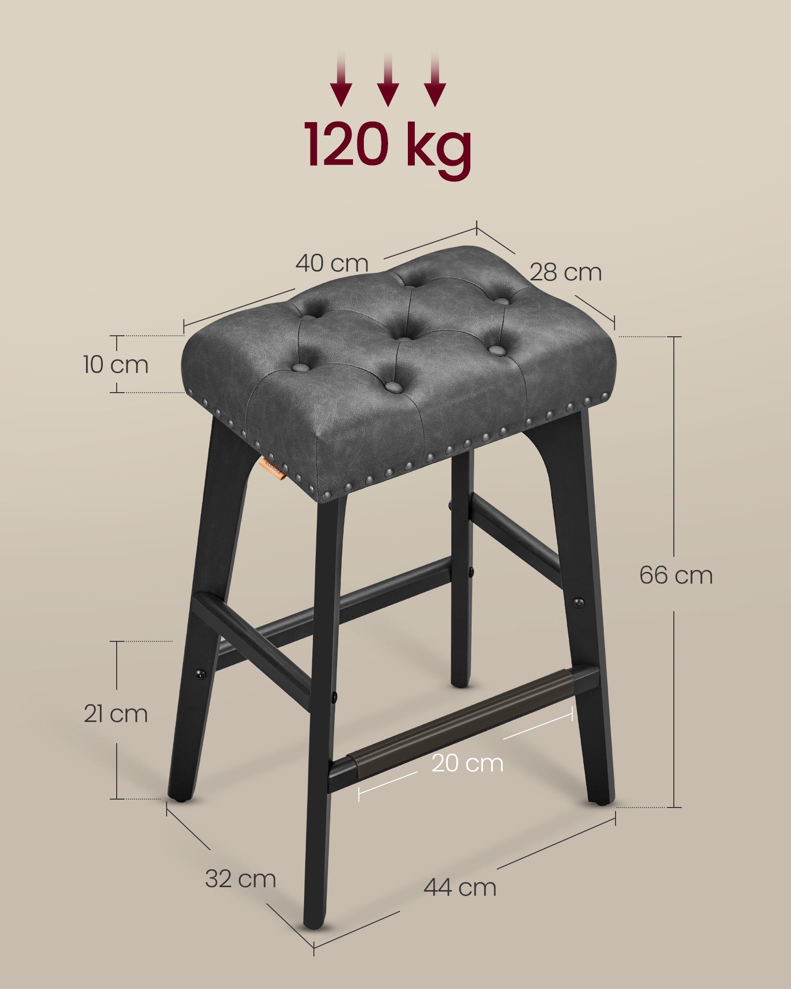 Hokery, szary, 44 cm