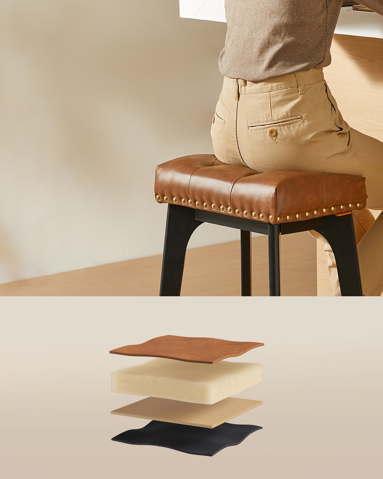 Hokery, coffee brown, 44 cm