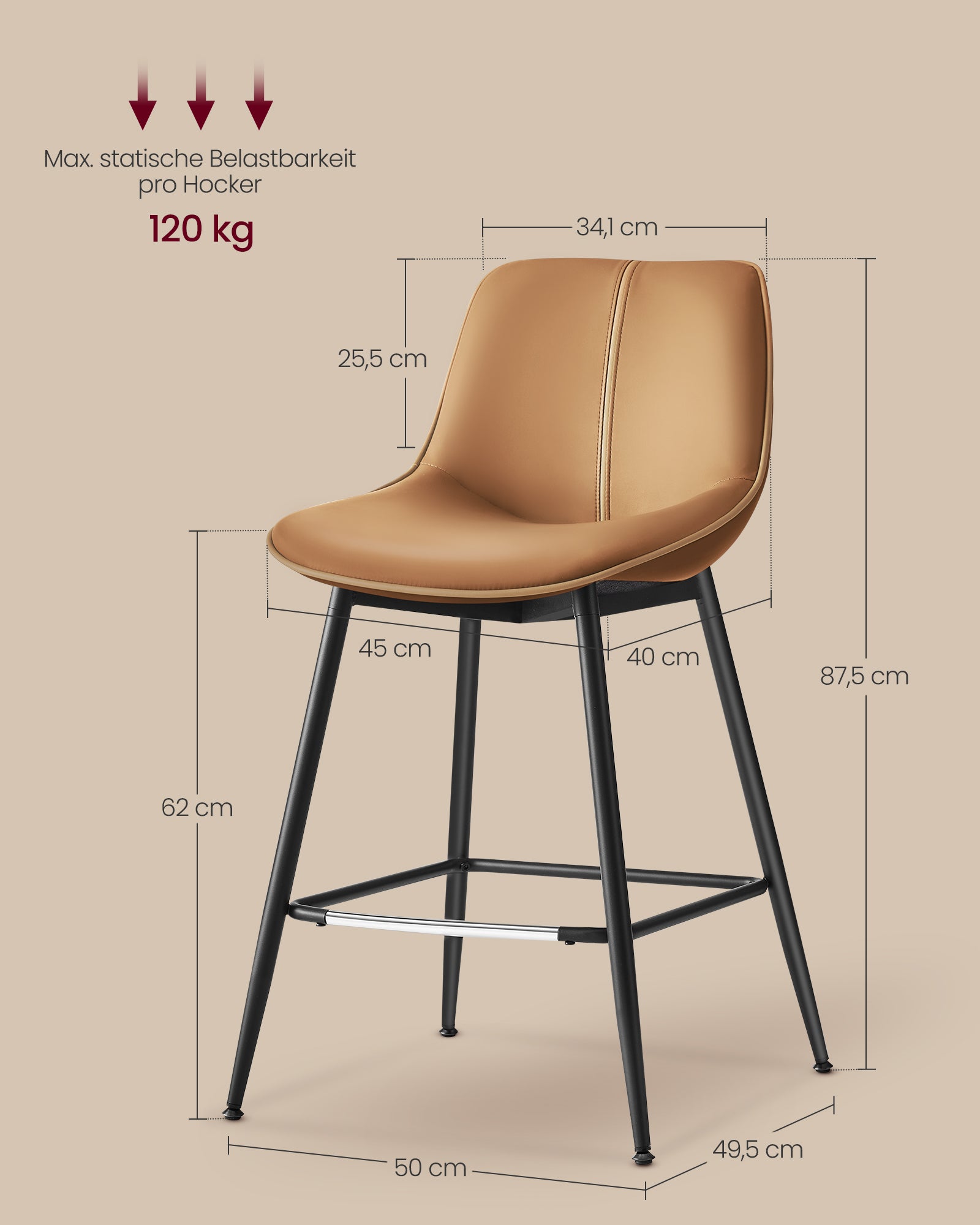 Hokery, caramel brown, 49 cm