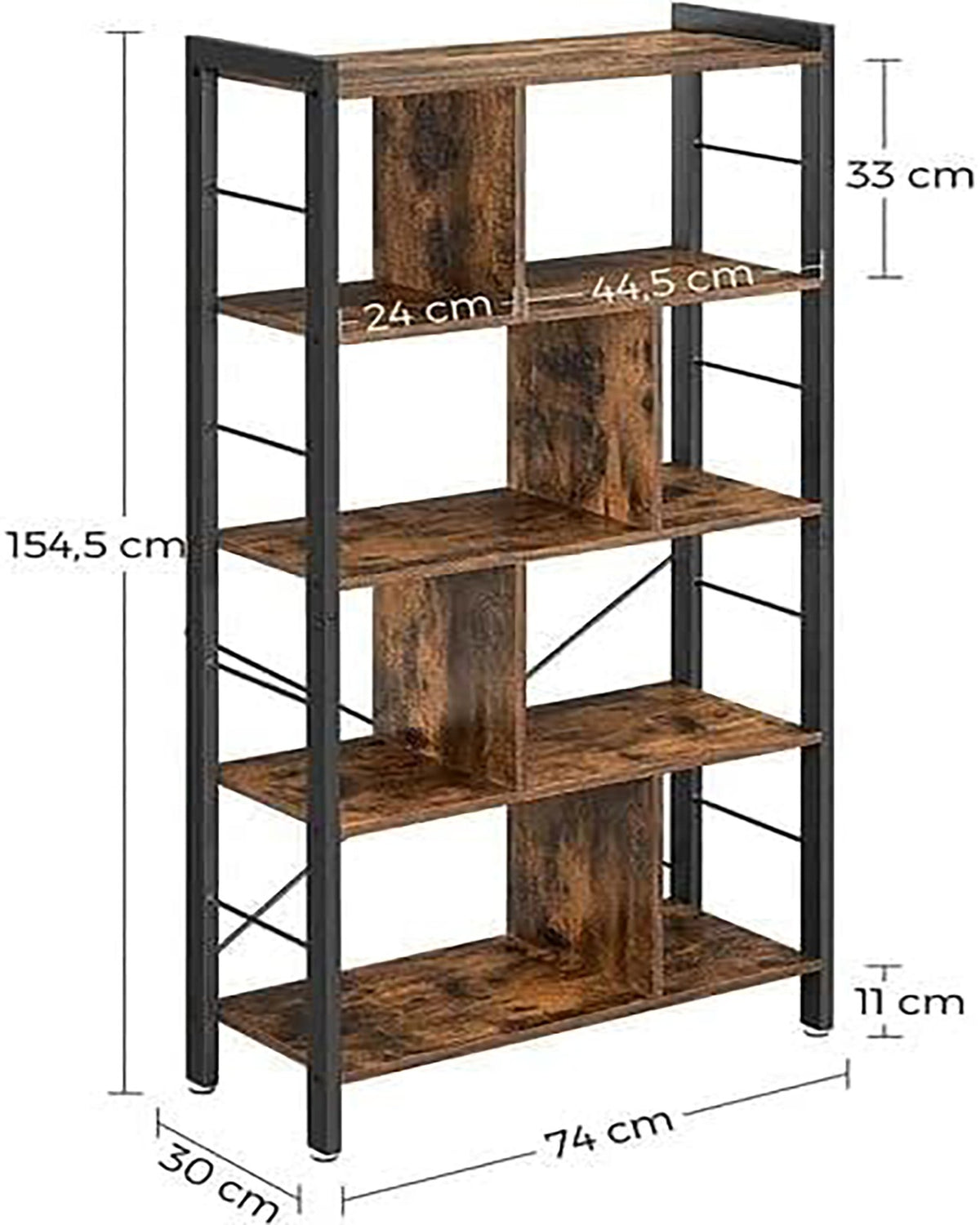 Regał industrialny 4 poziomy 74x30x155 cm