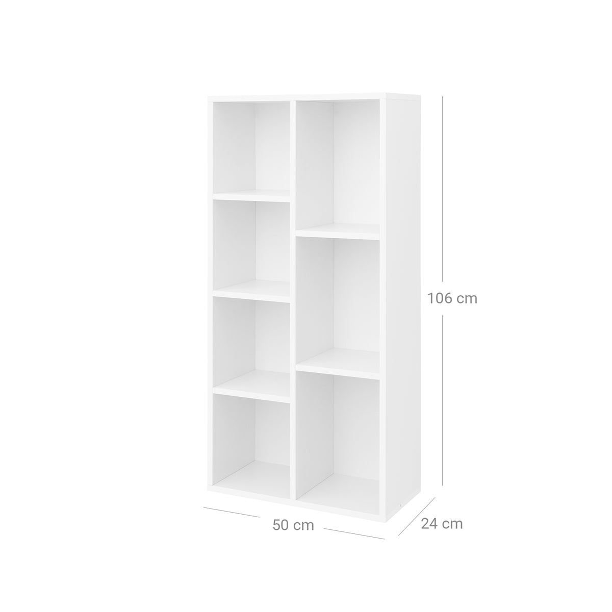 Biały regał z 7 przegródkami 50x24x106 cm