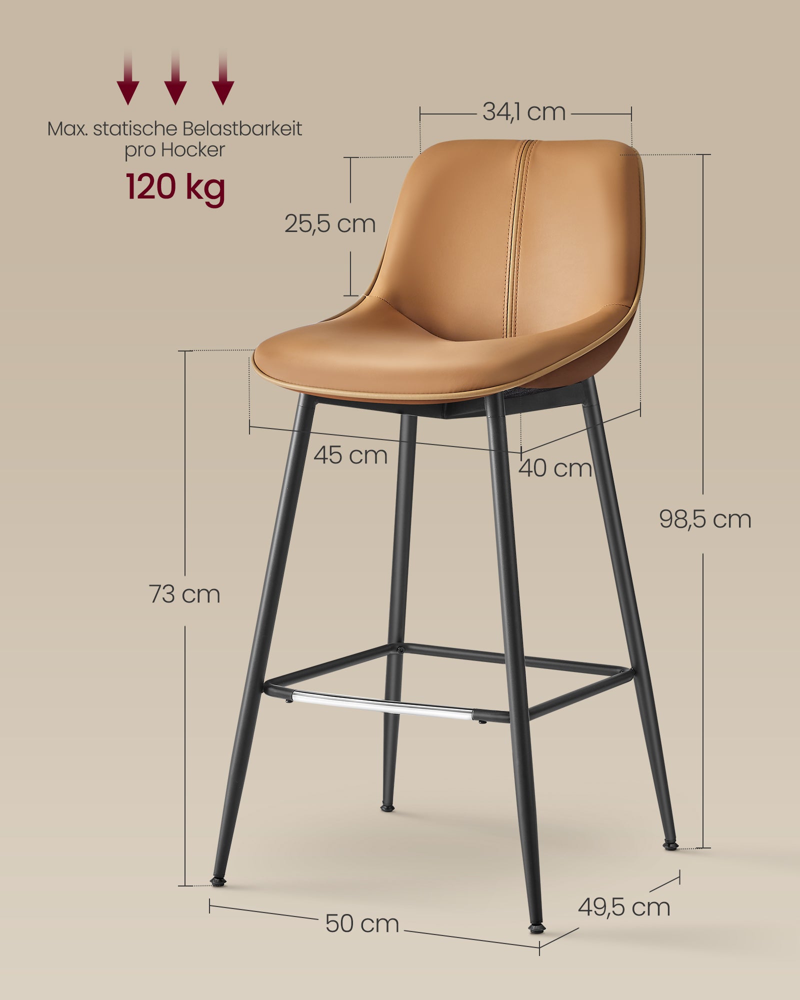 Hokery, caramel brown, 50 cm