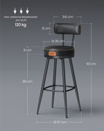 Zestaw 2 krzeseł barowych obrotowych czarnych