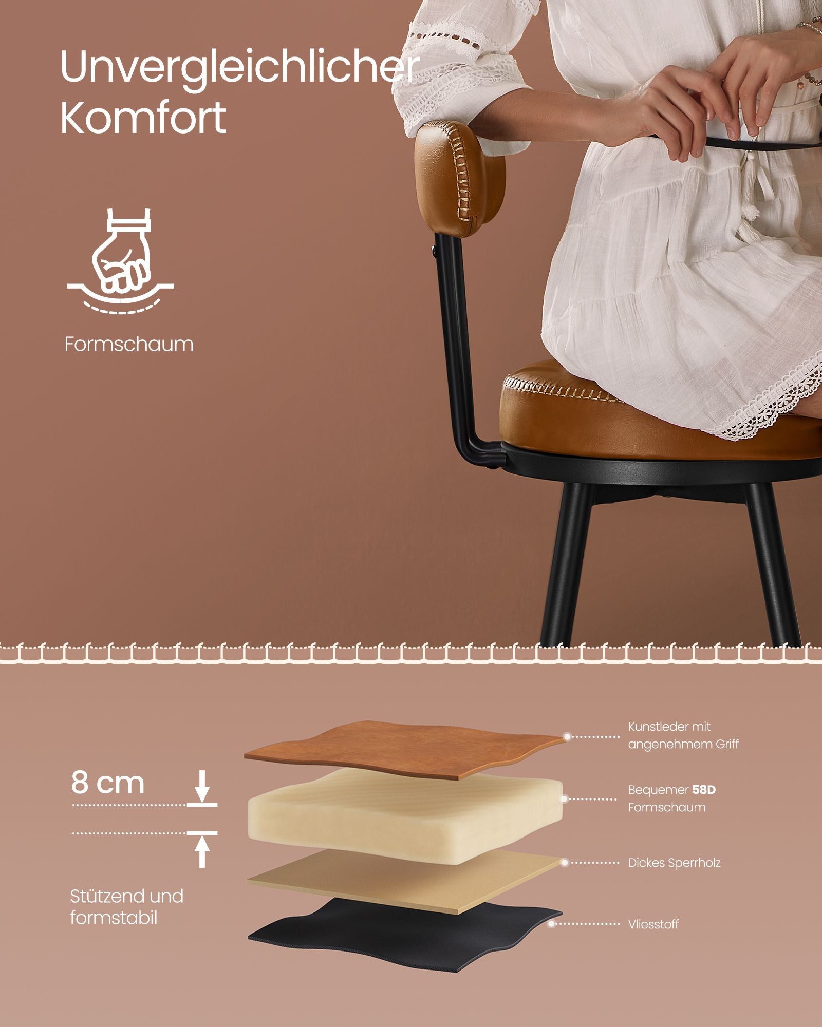 Hokery, caramel brown, 56 cm