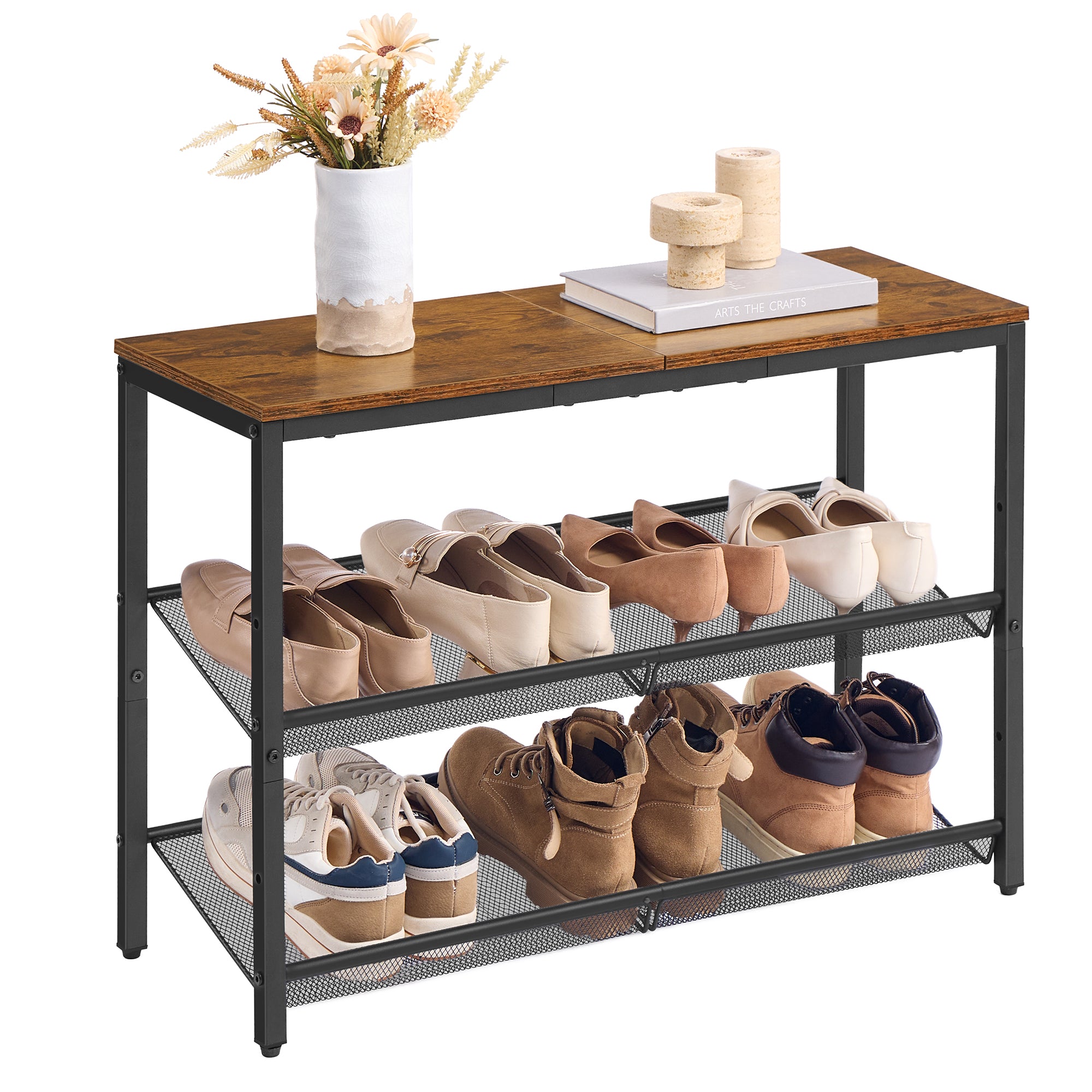 Regał na buty, rustykalny brąz, 76 cm