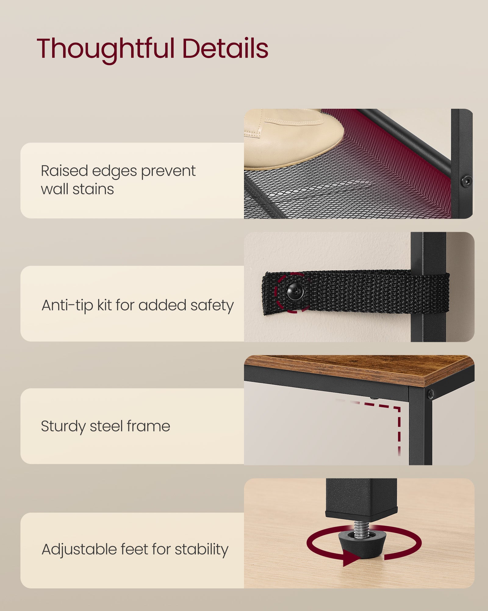 Regał na buty, rustykalny brąz, 76 cm