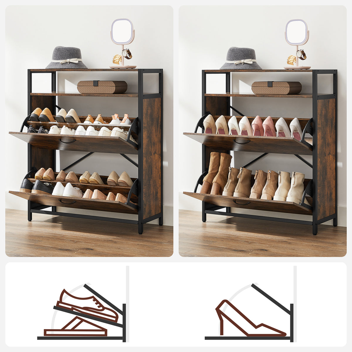 Szafka na buty z 2 klapami 80x30x95 cm