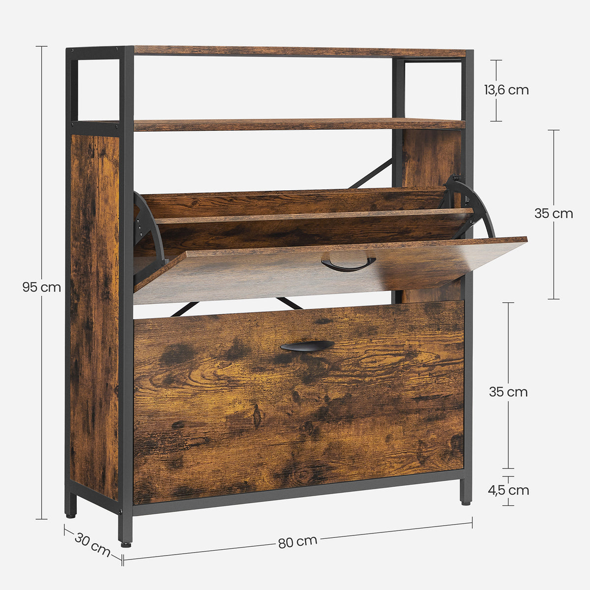 Szafka na buty z 2 klapami 80x30x95 cm