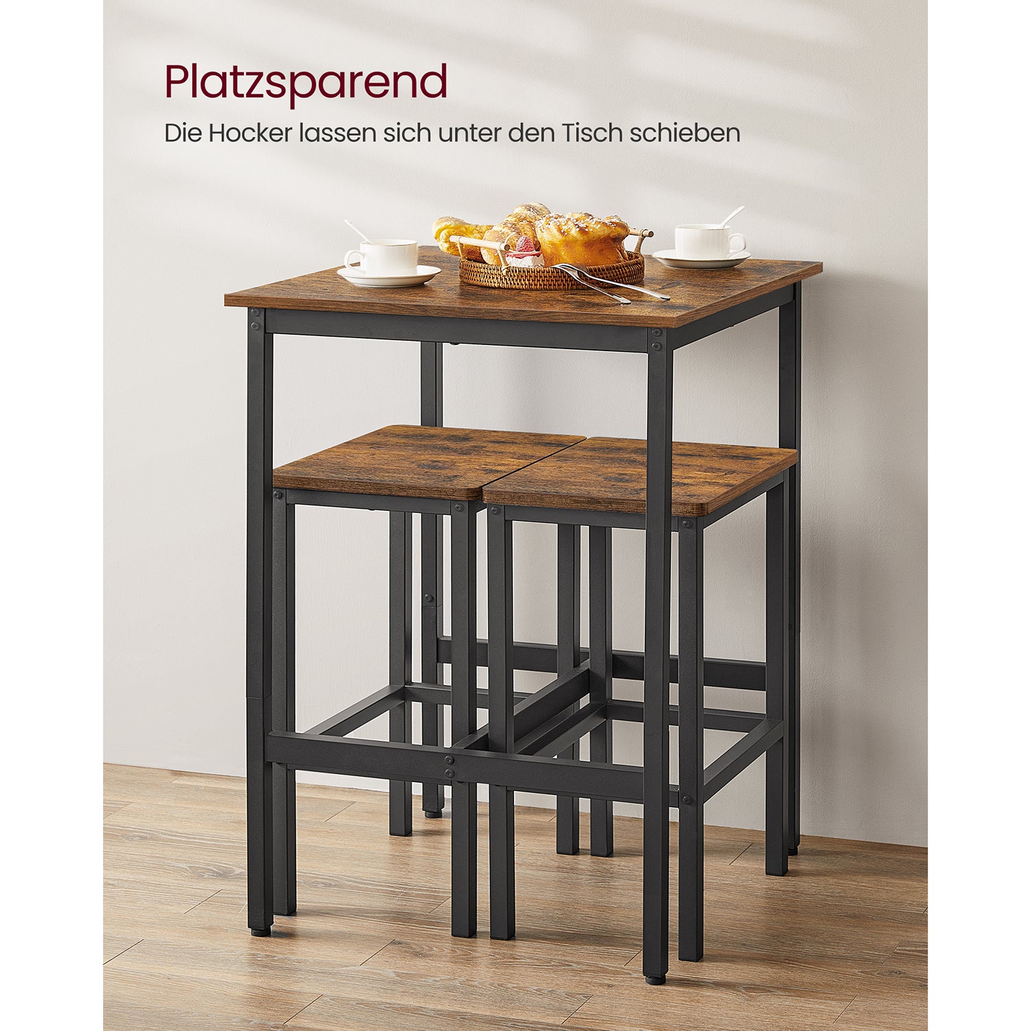 Stół barowy z 2 krzesłami industrialny vintage