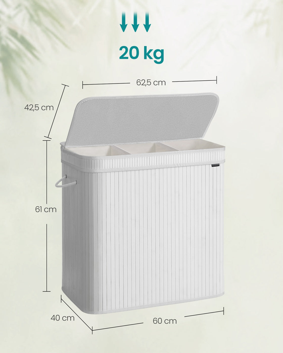 Kosz na bieliznę z pokrywką 150 l biały